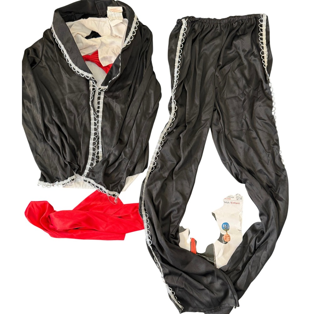 Forum Novelties Mariachi Dancer Costume Kid L 12-14 Black Silver Charro Dress Up - Picture 5 of 8